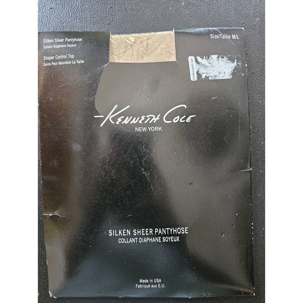 Kenneth Cole Silken Sheer Pantyhose Shaper Control Top Medium Large Made USA
